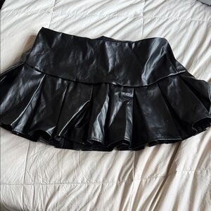 SHEIN Black Faux Leather Skater Skirt. *never worn*